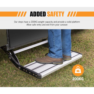200KG Heavy Duty Caravan Step | Folding Pull-Out Portable | RV Camper Trailer Tools