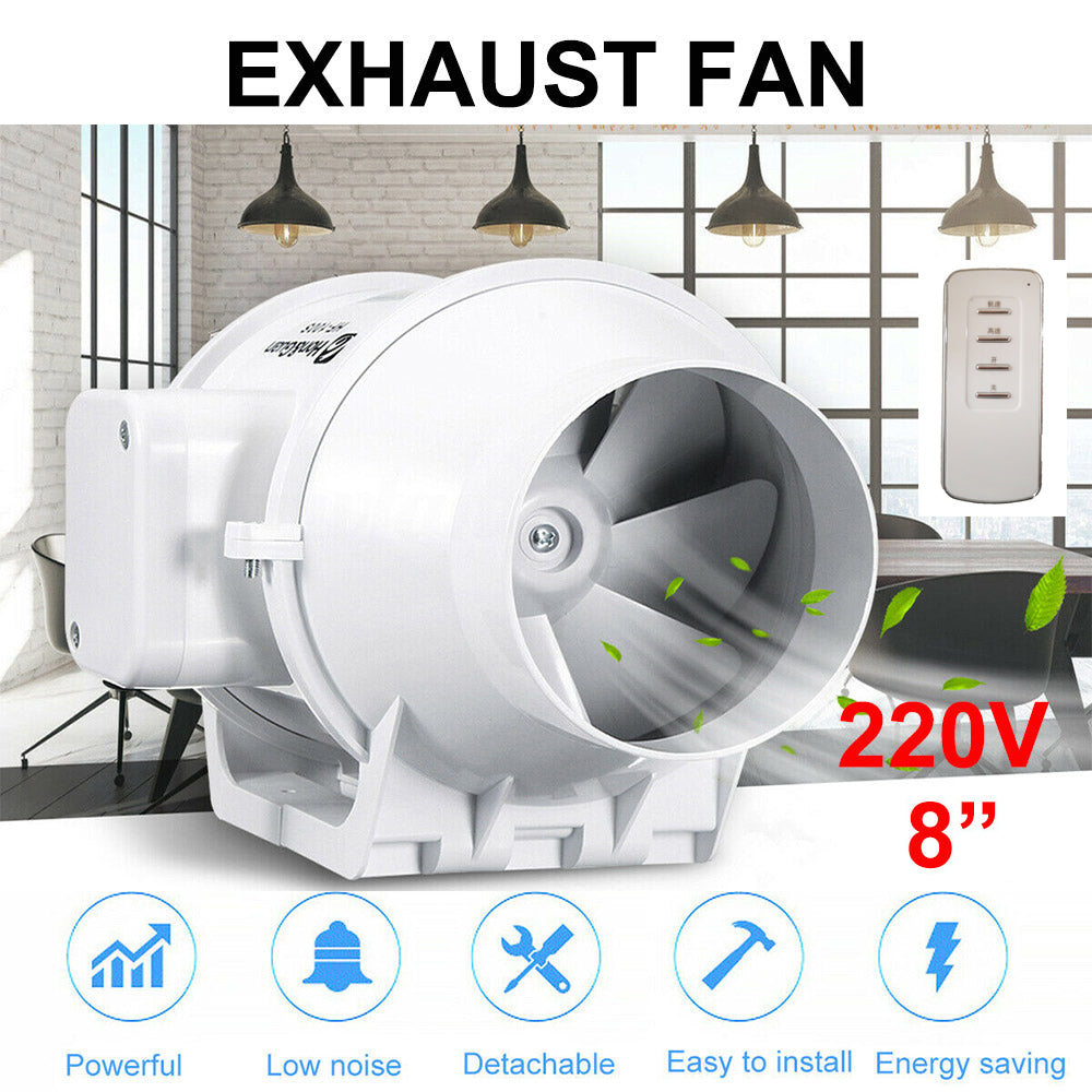 Extractor Fan | 8" Inch | Remote Duct | Hydroponic Air Circulation | Exhaust Vent