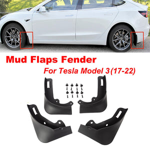 4Pcs Mud Flaps Splash Guards | Fender for Tesla Model 3 | Front & Rear TPE Mudguard