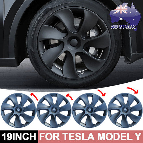 Tesla Model Y | Wheel Cap Set of 4 | Gray | Front & Rear PP TPE Fender Guards
