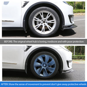 Tesla Model Y | Wheel Cap Set of 4 | Gray | Front & Rear PP TPE Fender Guards