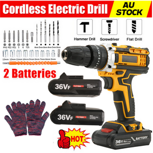 36VF BRUSHLESS HEAVY DUTY CORDLESS DRILL IMPACT DRIVER KIT | Hammer | +2 BATTERY | Box