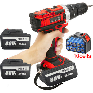Cordless Drill with 2 Battery | Heavy Duty Impact Driver Kit | Brushless Hammer Set | 88V