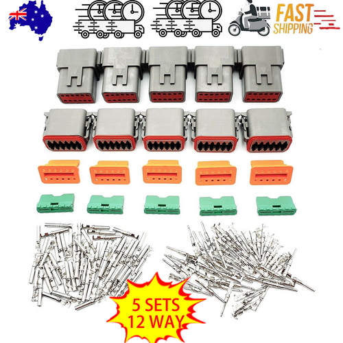 Deutsch DT Connector Kit | 5 Sets | 12 Way Pin | Waterproof Plug | Multi Plug