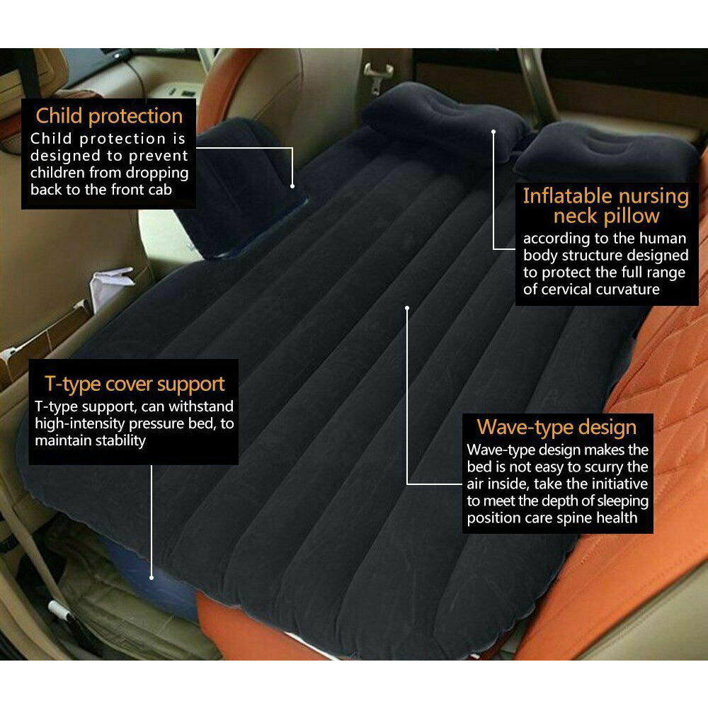 Inflatable Car Back Seat Mattress | Portable Camping Travel Air Bed