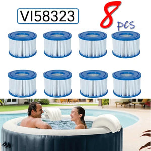 8PCS Replacement Bestway VI Filter Cartridge | Inflatable Lay-Z-Spa Filters | 58323