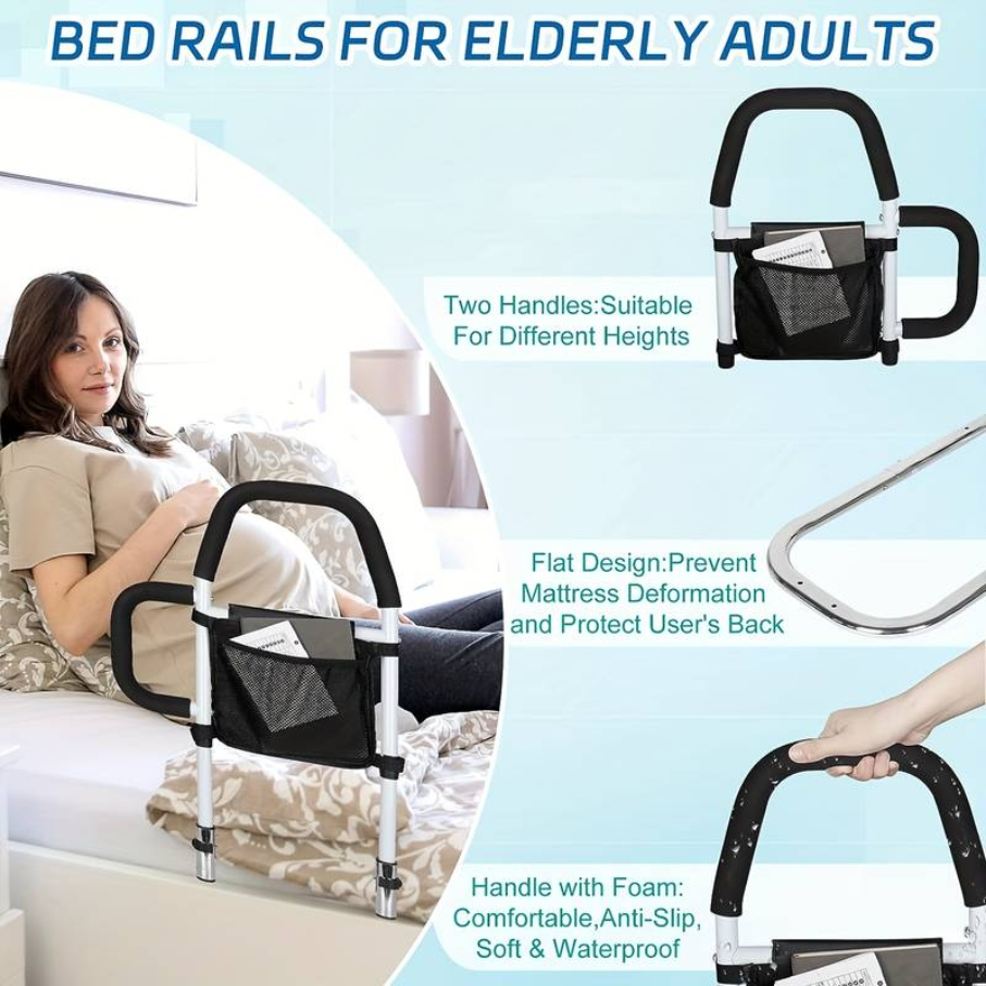 Bed Rail Safety Assist Rail | For Elderly Adults | With Storage Pocket & Fixing Strap