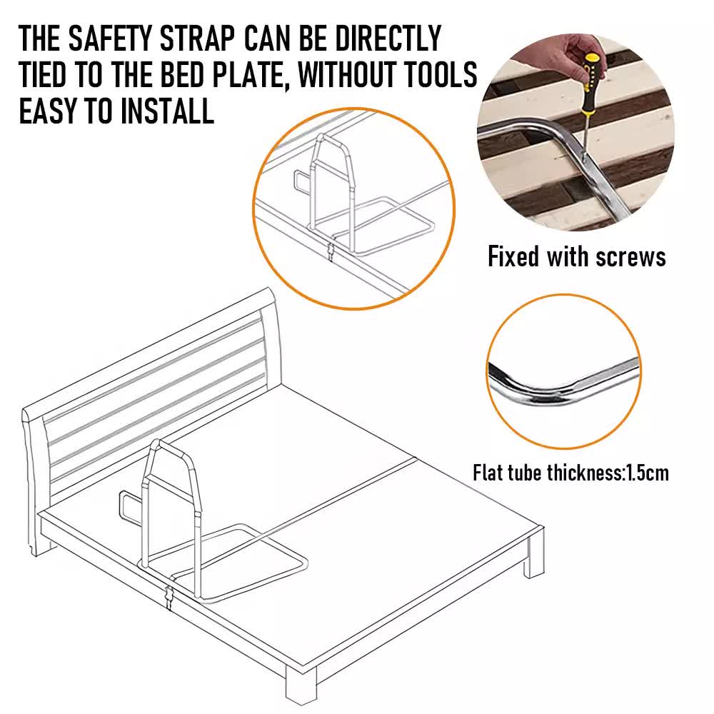 Bed Rail Safety Assist Rail | For Elderly Adults | With Storage Pocket & Fixing Strap