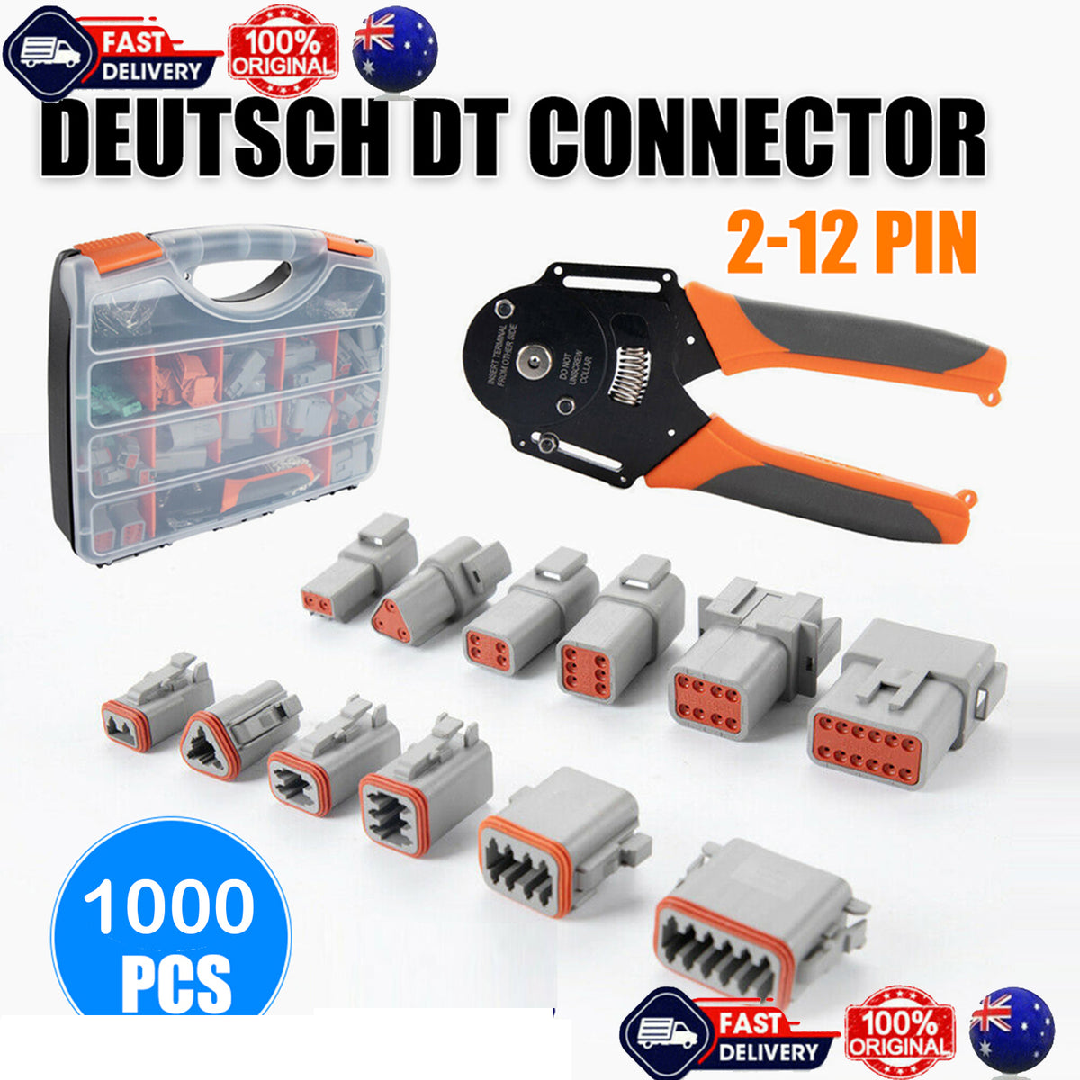 1000PCS Deutsch DT Connector Plug Kit | With Genuine Deutsch Crimp Tool | Auto Marine
