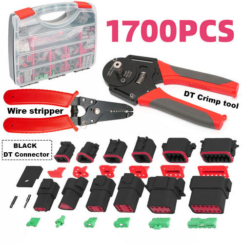 Black 1700X Deutsch DT Connector Kit | Genuine Deutsch Crimp Tool | Auto Marine