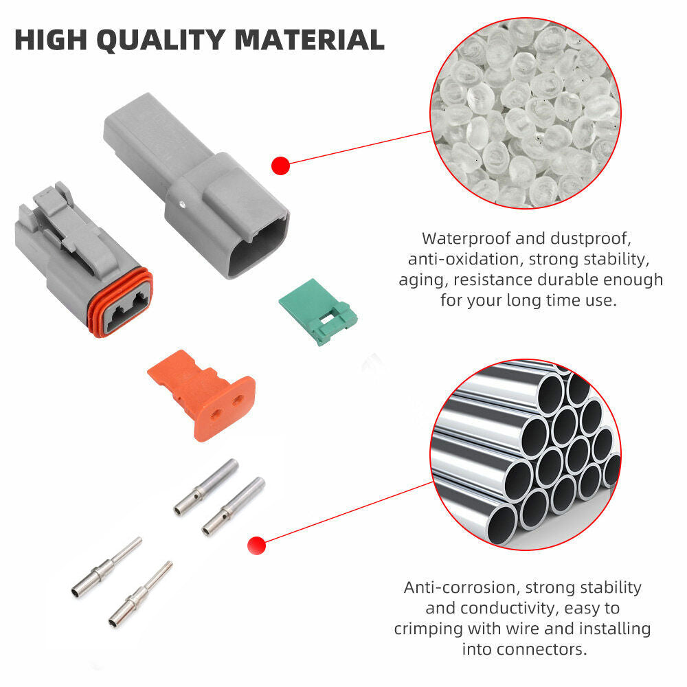 117PCS Deutsch Kit | DT 2-Way Series Connector Plug | Waterproof Auto Marine | 2-Pin