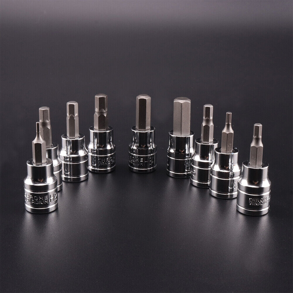9PCS Allen Key Sockets Hex Bit Socket Set | 3/8" Drive | Drill Metric Tools | 2-10mm