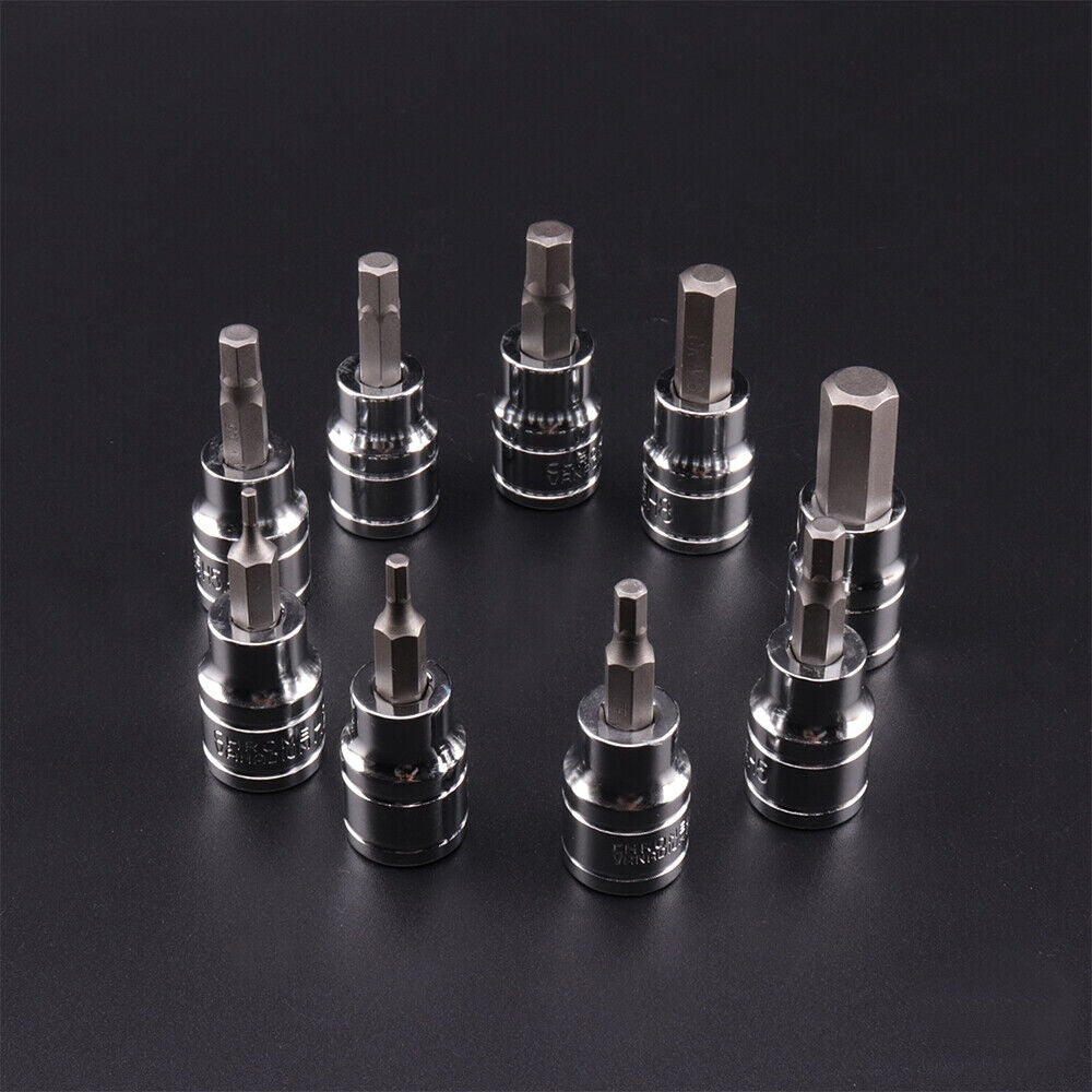9PCS Allen Key Sockets Hex Bit Socket Set | 3/8" Drive | Drill Metric Tools | 2-10mm