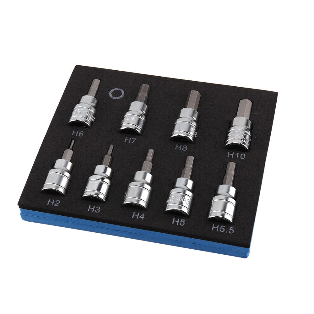 9PCS Allen Key Sockets Hex Bit Socket Set | 3/8" Drive | Drill Metric Tools | 2-10mm