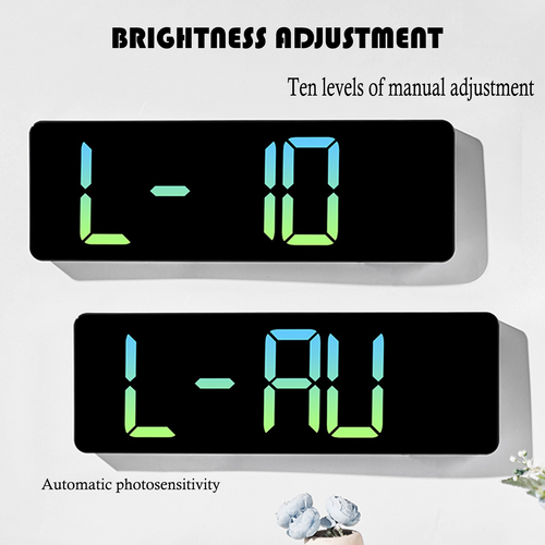 16" Green Gradient Color Large Digital LED Wall Clock | Temperature Calendar Display