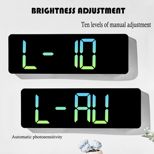 16" Green Gradient Color Large Digital LED Wall Clock | Temperature Calendar Display
