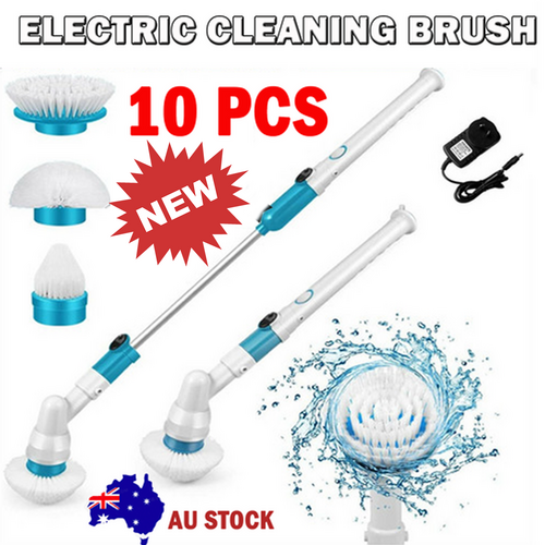 10PCS Rechargeable Spin Scrubber | Electric Turbo Scrub Cleaning Brush Kit | Cordless