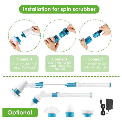 10PCS Rechargeable Spin Scrubber | Electric Turbo Scrub Cleaning Brush Kit | Cordless