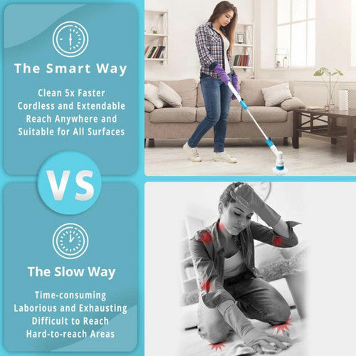 5PCS Rechargeable Spin Scrubber | Electric Turbo Scrub Cleaning Brush | Cordless Kit