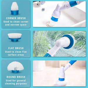 5PCS Rechargeable Spin Scrubber | Electric Turbo Scrub Cleaning Brush | Cordless Kit