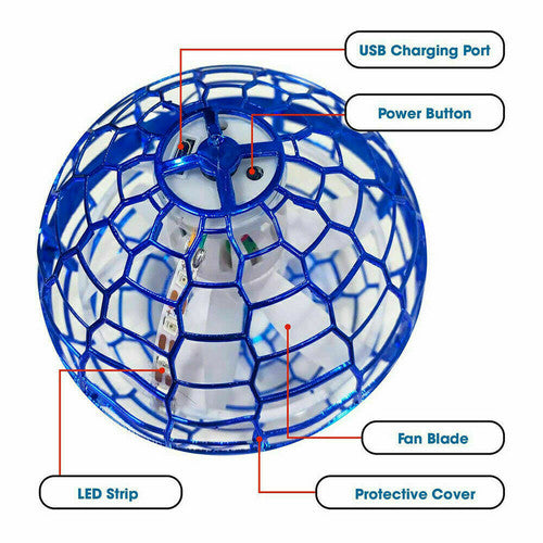 2pcs BLUE Flying Ball Mini Hand UFO Toys | Drone Helicopter Hover Quadcopter | Kids Toys Gifts