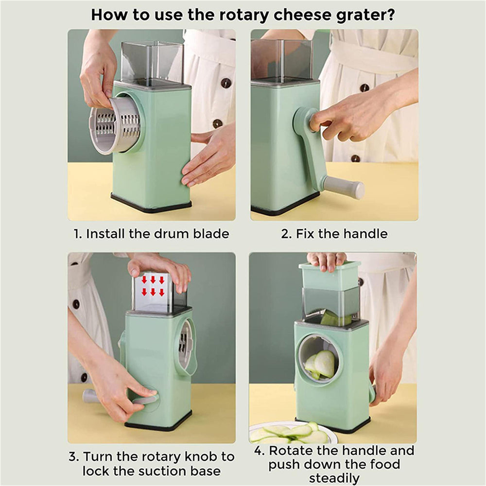 Kitchen Vegetable Food Manual Rotary Drum Grater | Chopper Slicer | Fruit Cutter