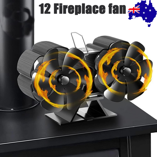 12-Blade Heat Fan | Self-Powered Wood Stove Top | Eco Heater | Silent Operation