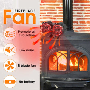12-Blade Heat Fan | Self-Powered Wood Stove Top | Eco Heater | Silent Operation