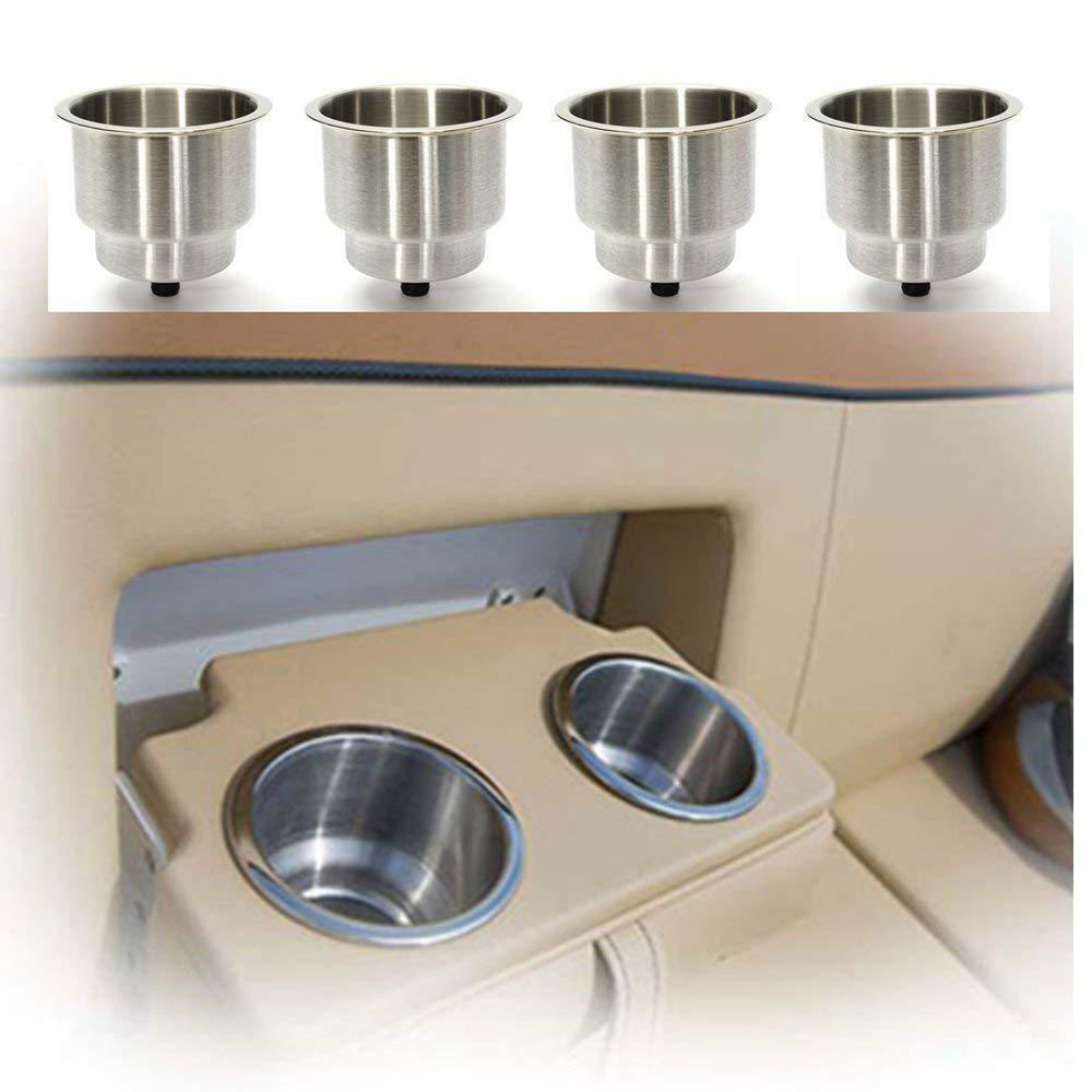 4PCS Stainless Drink Cup Holder Insert | For Boat | Car | Truck | RV | Camper | Yacht | Sofa