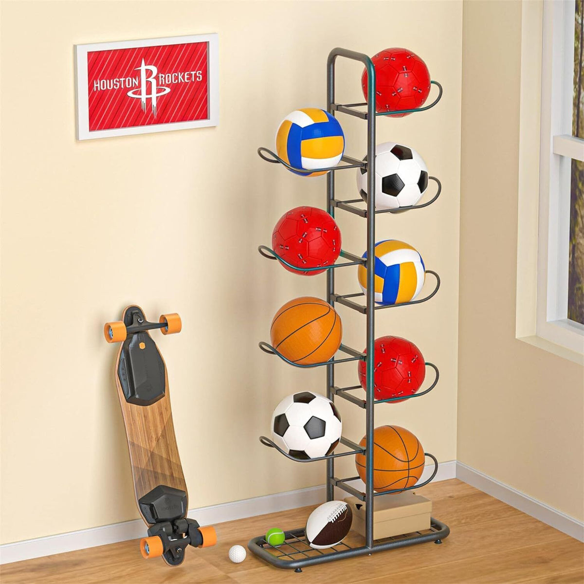 Basketball Soccer Storage Rack | Sport Ball Organizer | Ball Holder Display Stand
