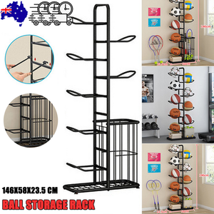 Basketball Soccer Storage Rack | Sport Ball Organizer | Ball Holder Display Stand | With Basket