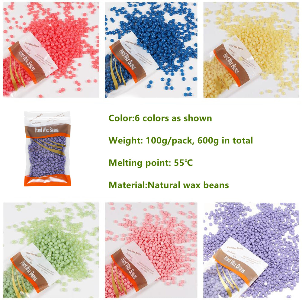 6x100g Hard Wax Beans | Remover With 20 Wooden Sticks