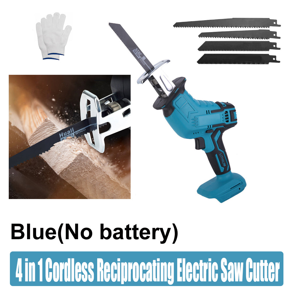 Blue Cordless Electric Reciprocating Saw | Includes Blades | No Battery
