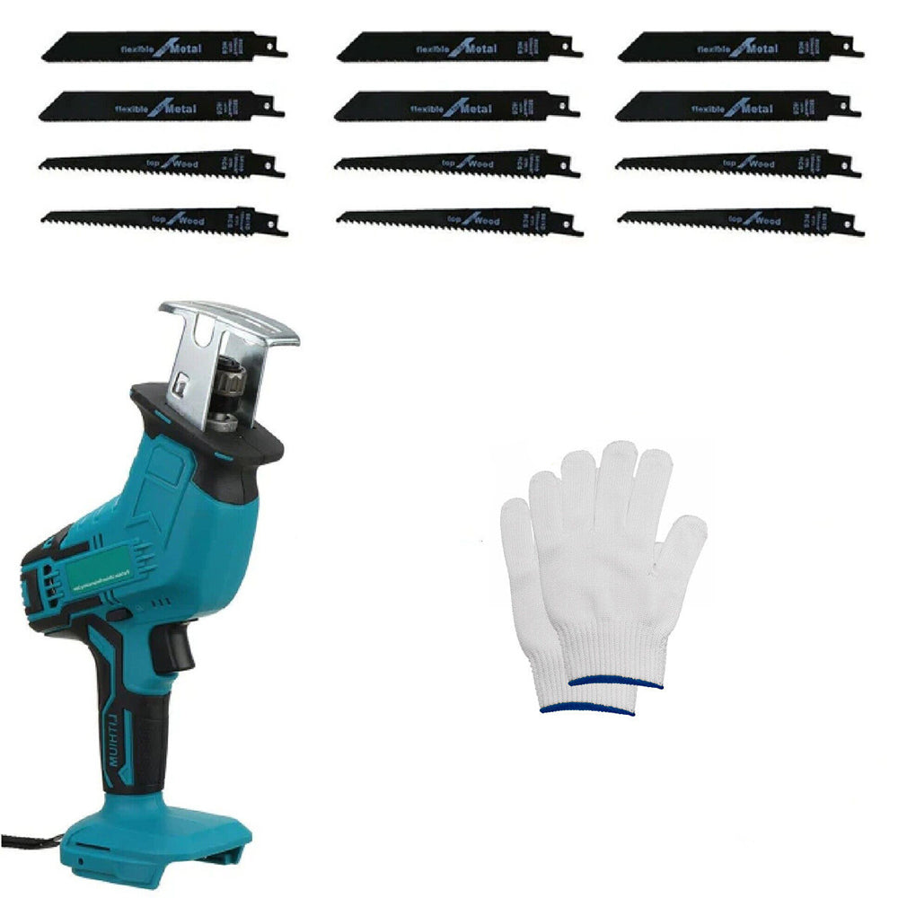 Blue Cordless Electric Reciprocating Saw | Includes Blades | No Battery