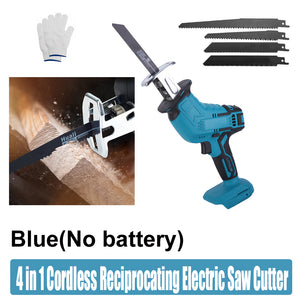 Blue Cordless Electric Reciprocating Saw | Includes Blades | No Battery