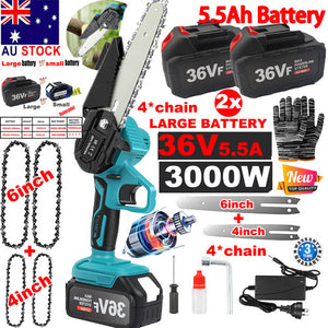 4"+6" Chainsaw Cordless Rechargeable Wood Cutter Saw | Chain Saws | Electric Tools