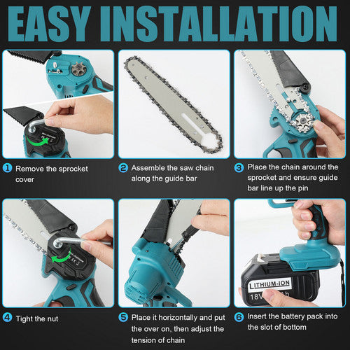 4"+6" Chainsaw Cordless Rechargeable Wood Cutter Saw | Chain Saws | Electric Tools