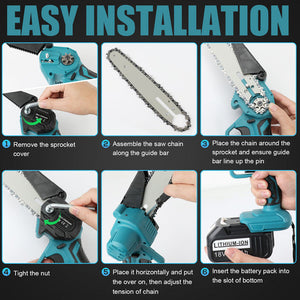 4"+6" Chainsaw Cordless Rechargeable Wood Cutter Saw | Chain Saws | Electric Tools