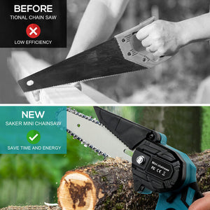 4"+6" Chainsaw Cordless Rechargeable Wood Cutter Saw | Chain Saws | Electric Tools