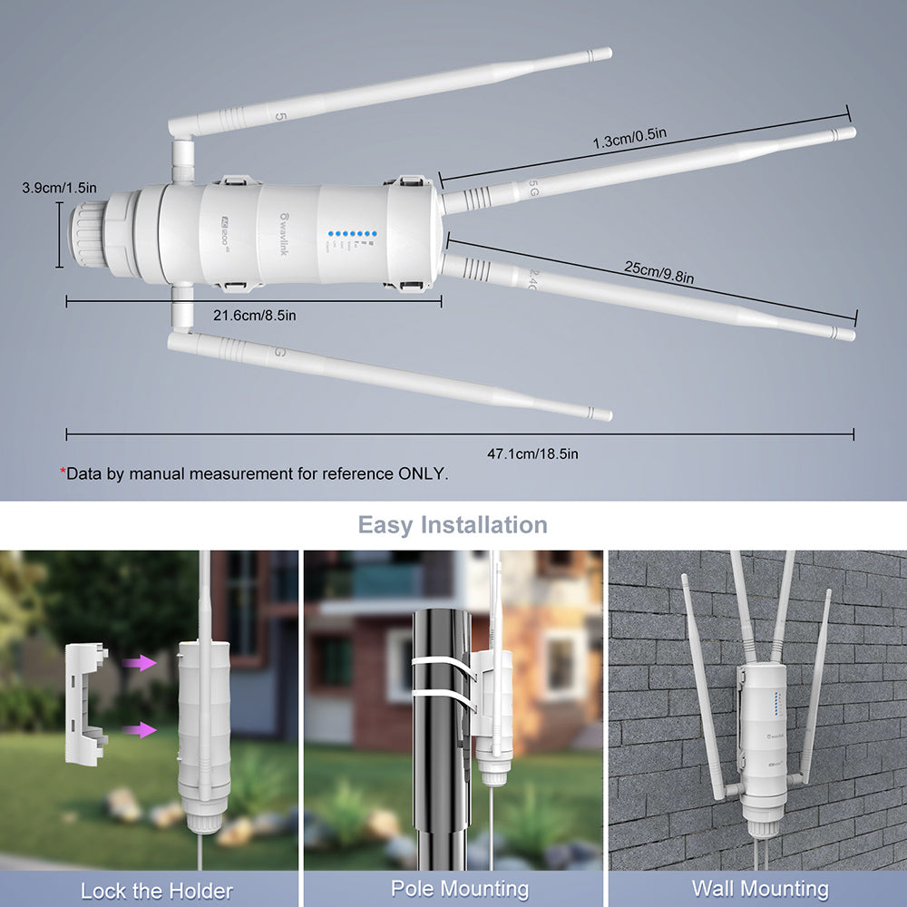 WAVLINK AC1200 Outdoor WiFi | Dual Band Long Range Aerial | HD4 Extender | WiFi Router