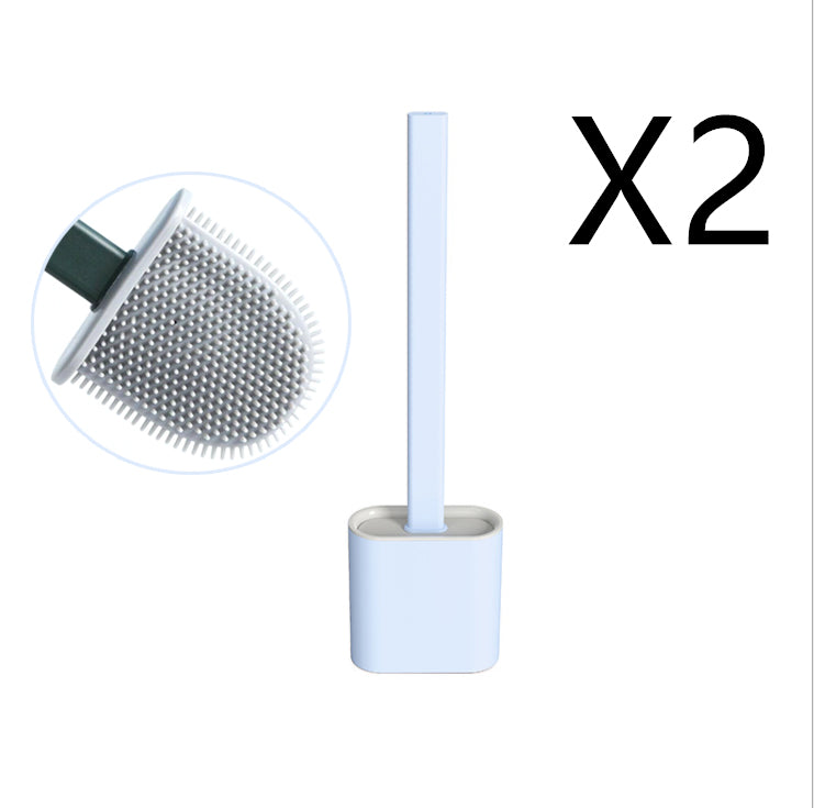 2PCS Bathroom Silicone Bristles Toilet Brush | With Holder | Creative Cleaning Brush
