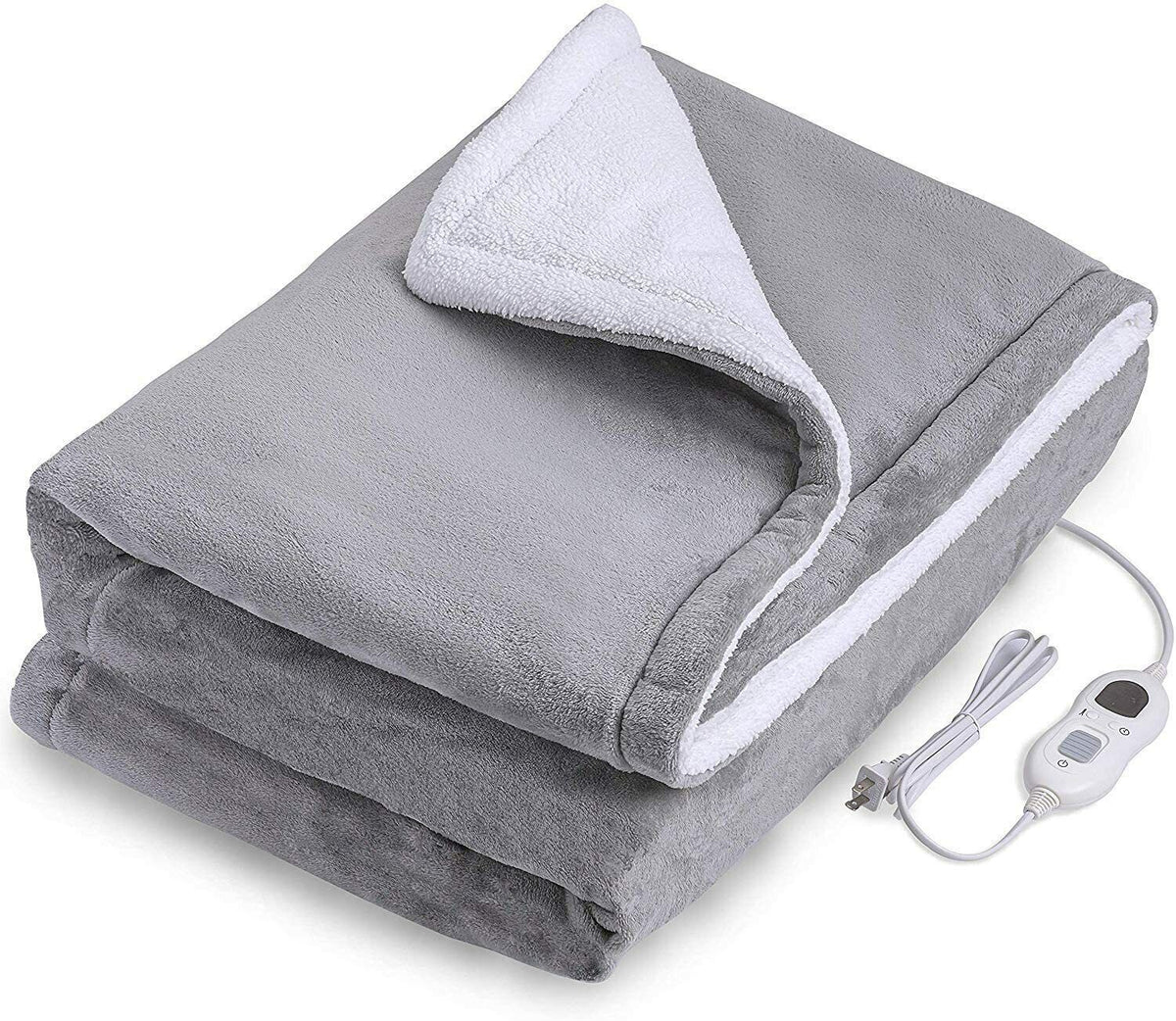 Double-Side Flannel Heated Electric Throw Rug | Blanket | Fast Heating | Warm Washable | GREY