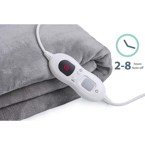 Double-Side Flannel Heated Electric Throw Rug | Blanket | Fast Heating | Warm Washable | GREY