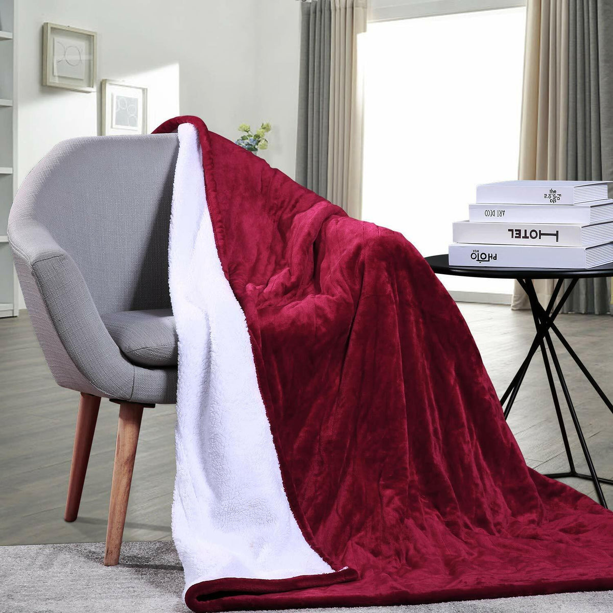 Double-Side Flannel Heated Electric Throw Rug Blanket | Fast Heating | Warm | Washable | RED