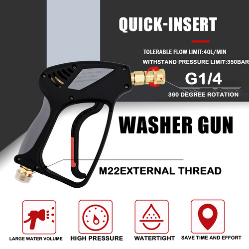 1/4'' High Pressure Washer Gun | 350BAR/5000PSI | Power Wash Foam Spray Gun
