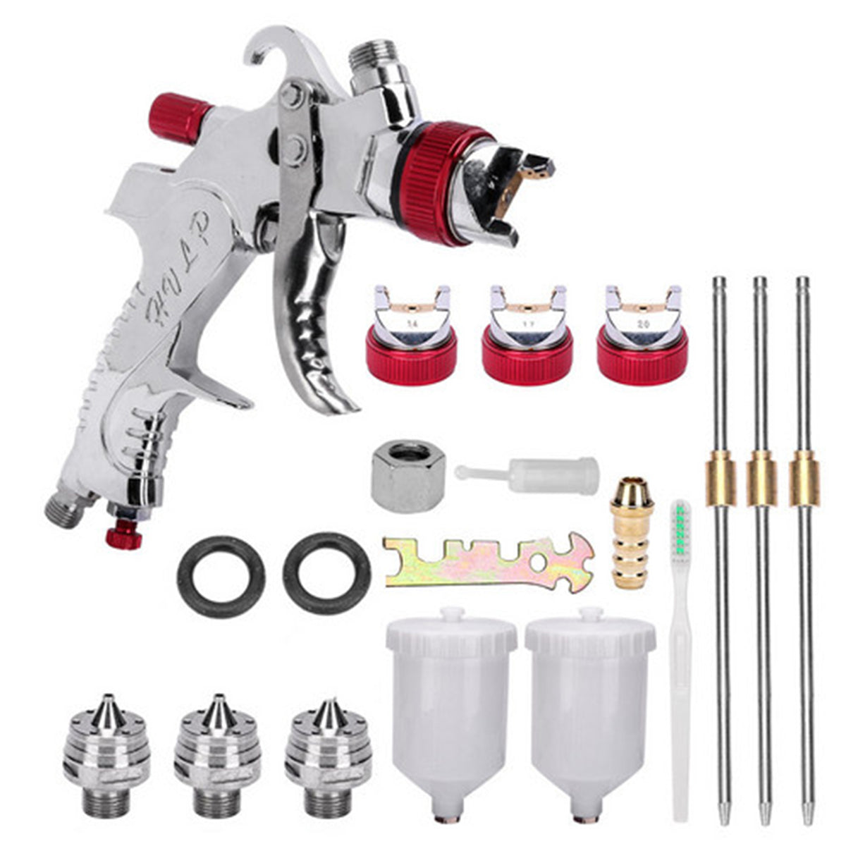 Spray Gun Kit | HVLP Gravity Feed Air Paint Sprayer | 3 Nozzles | 1.4mm | 1.7mm | 2mm
