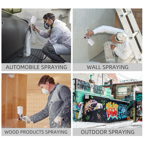 Spray Gun Kit | HVLP Gravity Feed Air Paint Sprayer | 3 Nozzles | 1.4mm | 1.7mm | 2mm