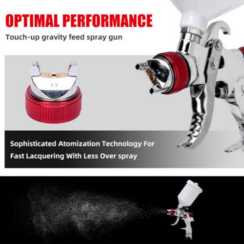 Spray Gun Kit | HVLP Gravity Feed Air Paint Sprayer | 3 Nozzles | 1.4mm | 1.7mm | 2mm