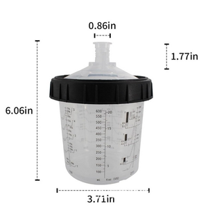 Paint Spray Gun Cup Kit | 50 Sets | Lids & Liners | Micron Filter | 600ML | Clear