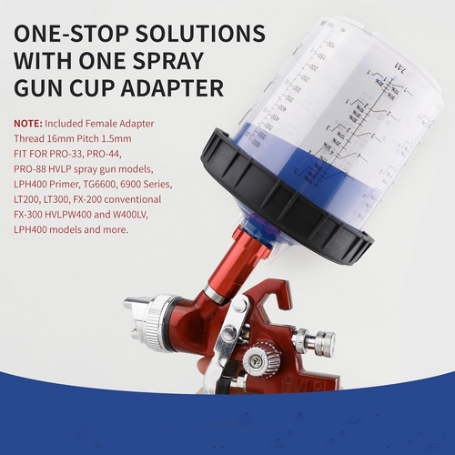 Paint Spray Gun Cup Kit | 50 Sets | Lids & Liners | Micron Filter | 600ML | Clear